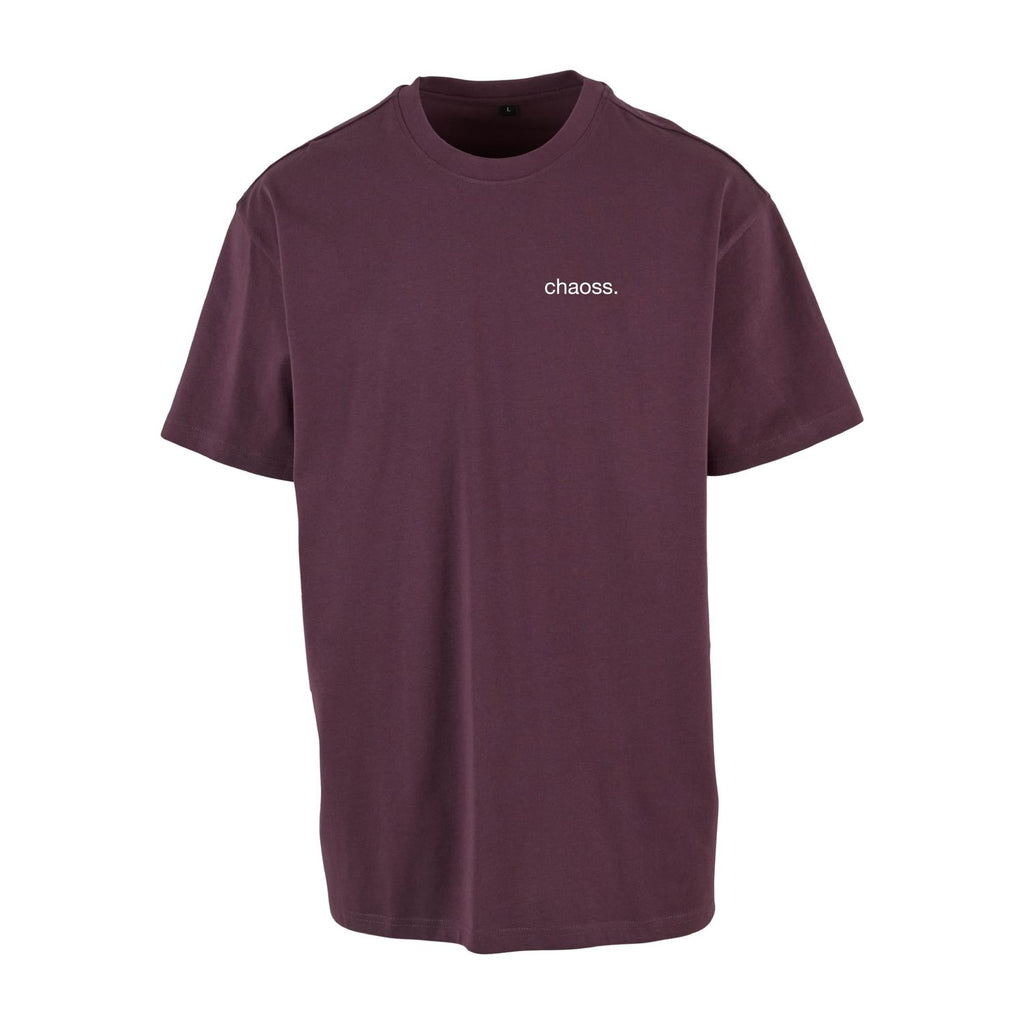 Plumpurple oversized T-Shirt be your loudest self, Frontansicht mit kleinem Brustprint