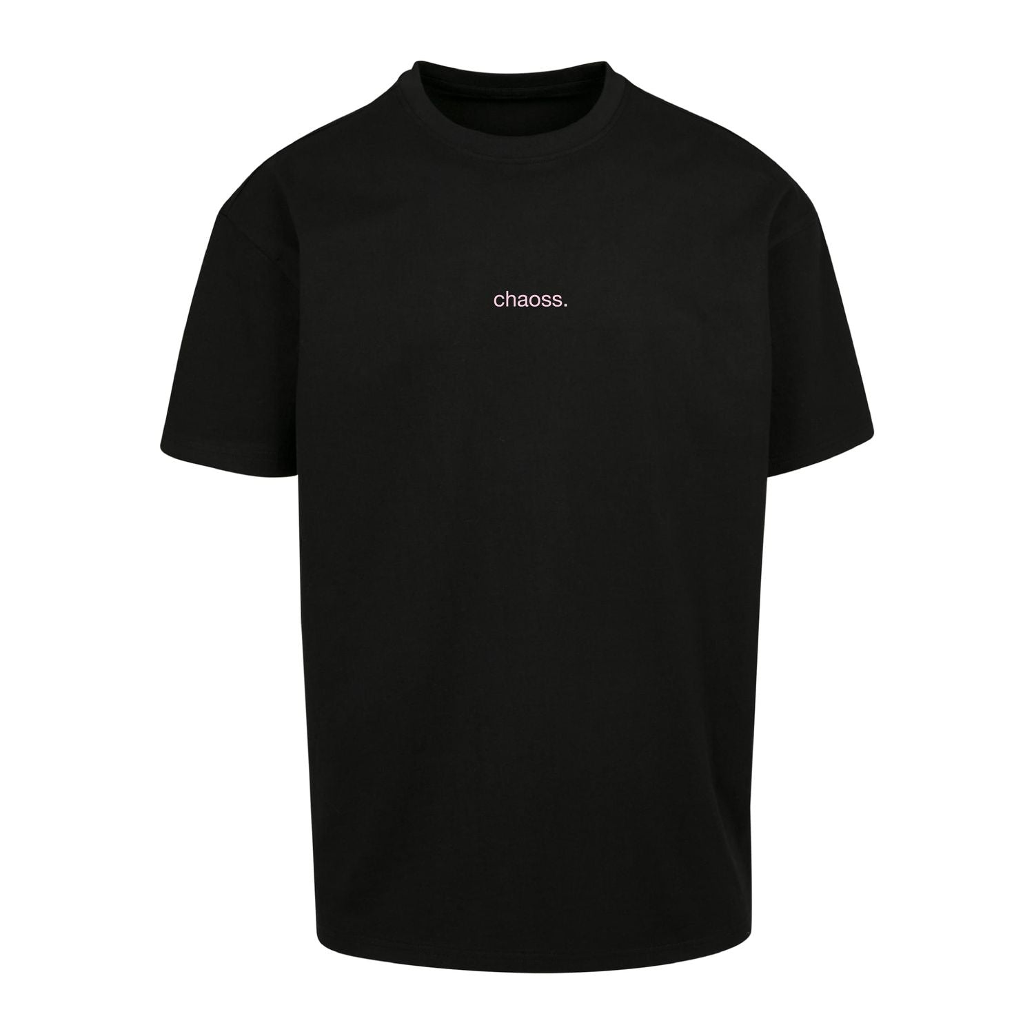 Oversized T-Shirt Too femme Too masc, Frontansicht mit kleinem Chaoss Schriftzug