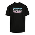Oversized T-Shirt Too femme Too masc von Chaoss, Rückansicht mit Statement-Print
