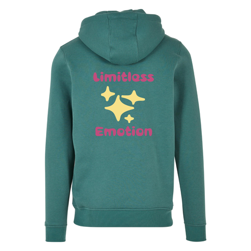Grüner Hoodie Limitless Emotion, Rückansicht mit großem Back-Print