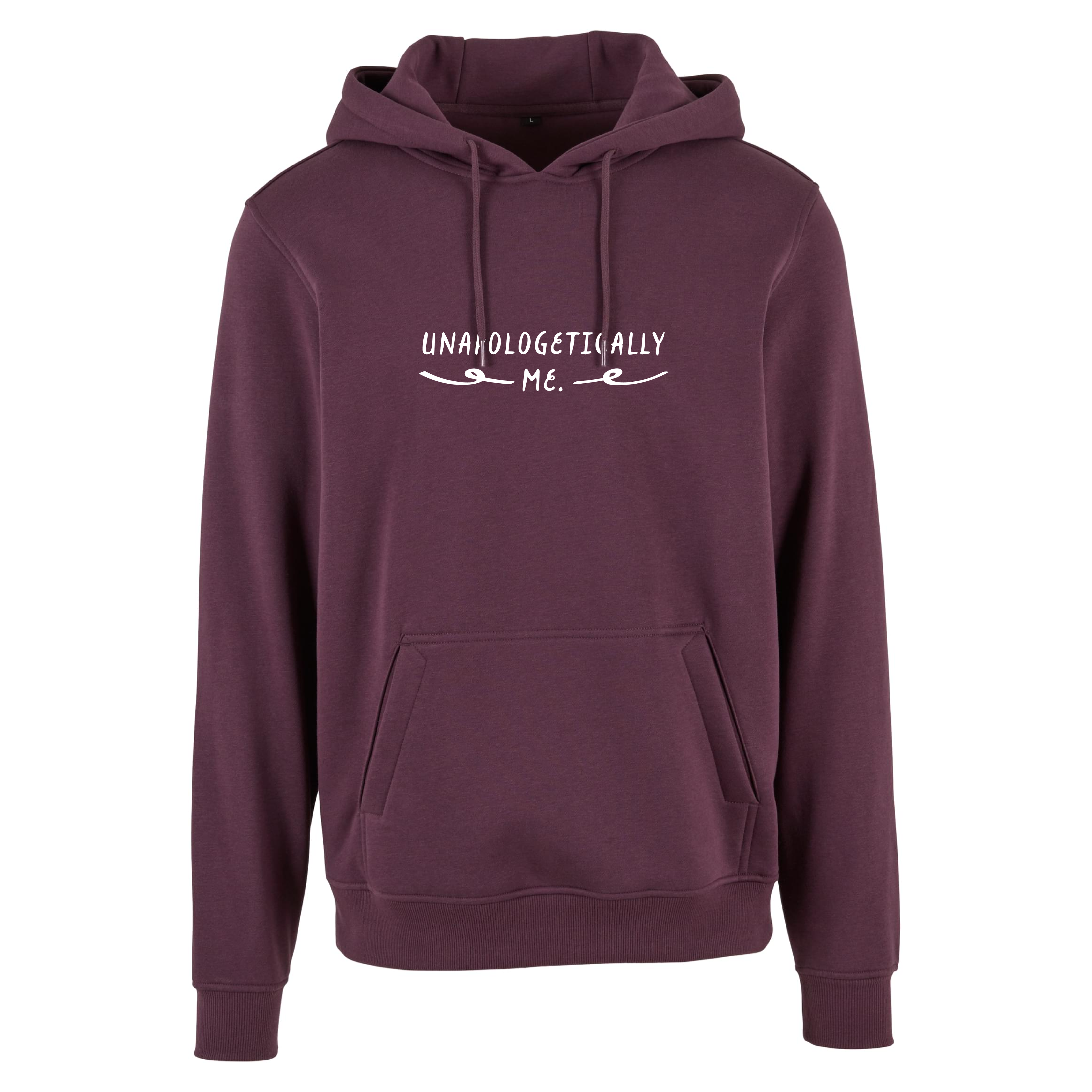 Dunkelroter Hoodie Unapologetically Me von Chaoss, Frontansicht mit Statement-Print