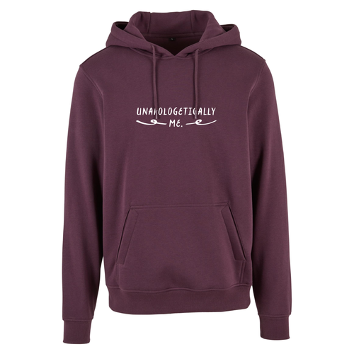 Dunkelroter Hoodie Unapologetically Me von Chaoss, Frontansicht mit Statement-Print