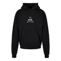 Schwarzer oversized Hoodie free von Chaoss, Frontansicht mit kleinem Dreieck-Print