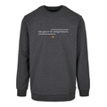 Dunkelgrauer Pullover Too Queer To Compromise von Chaoss, Frontansicht mit Statement-Print
