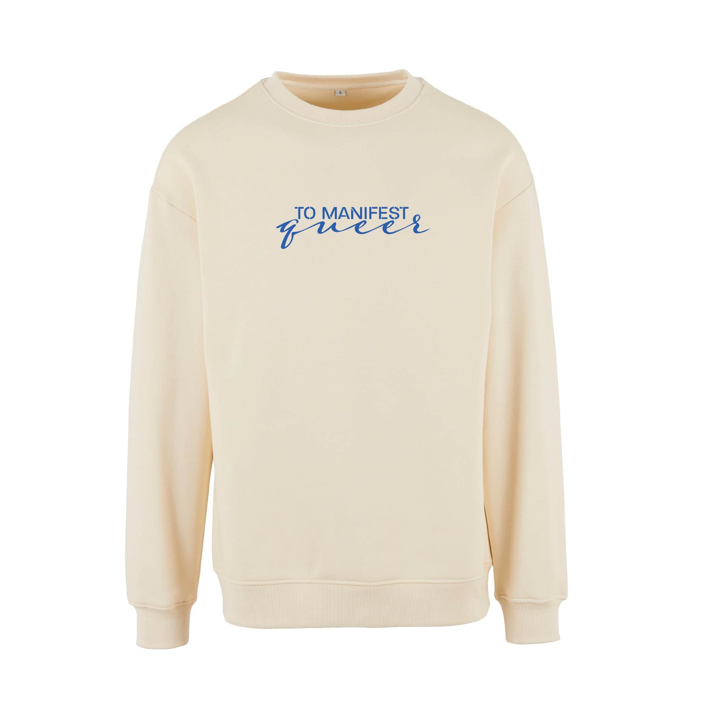 Pullover Original Manifest von Chaoss in sand, Frontansicht mit Statement-Print