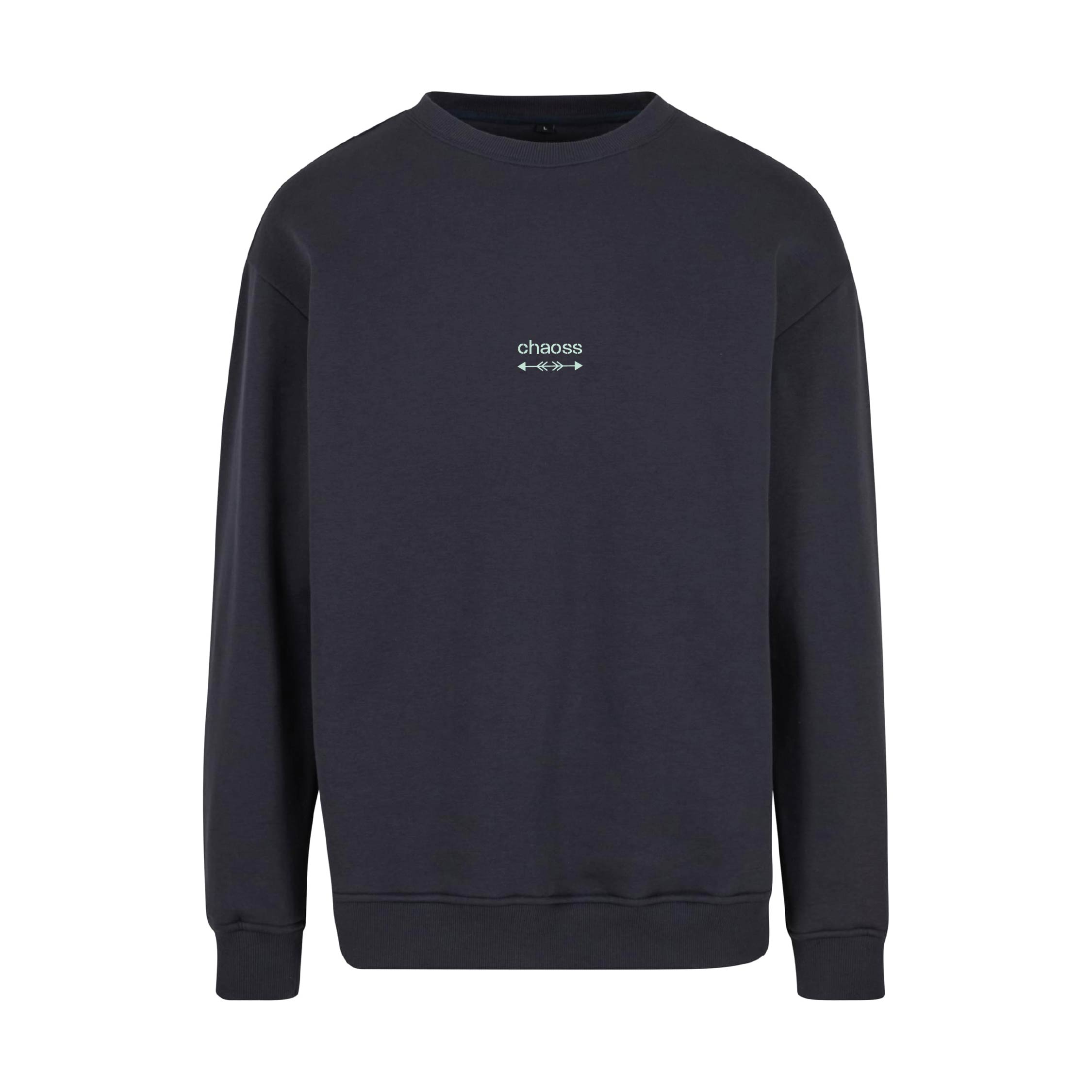Pullover Original Call in dunkelblau, Frontansicht mit Chaoss Schriftzug