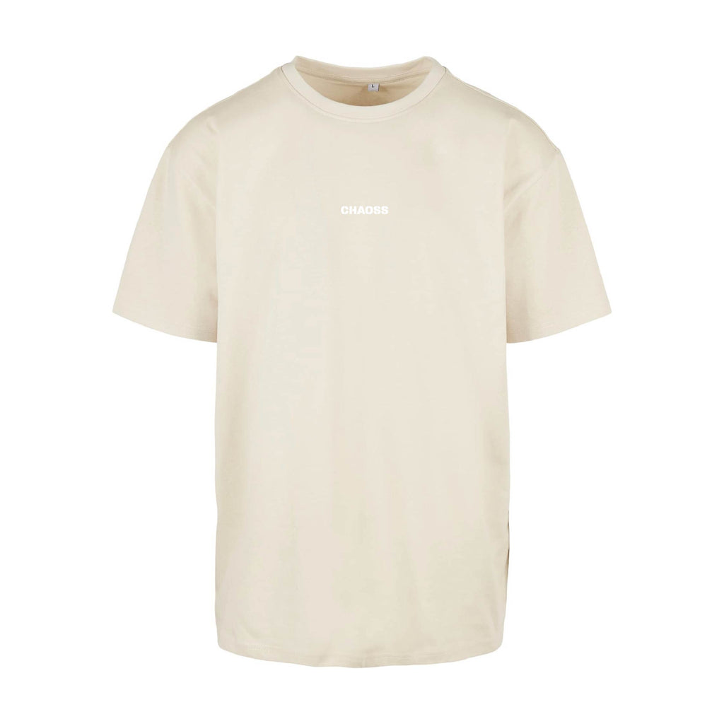T-Shirt in off white Individual & Equal von Chaoss, Rückansicht mit großem Statement