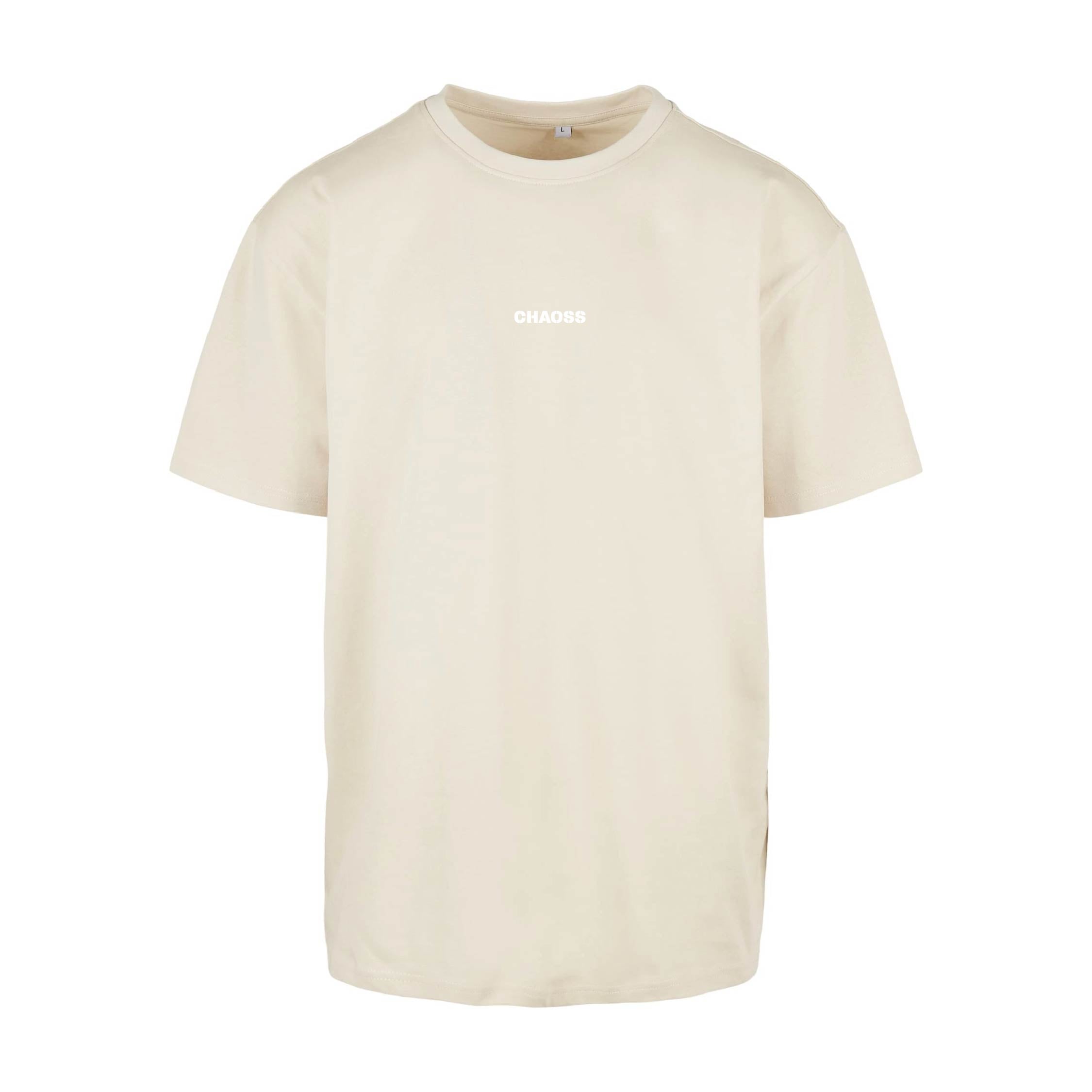 T-Shirt in off white Individual & Equal von Chaoss, Rückansicht mit großem Statement