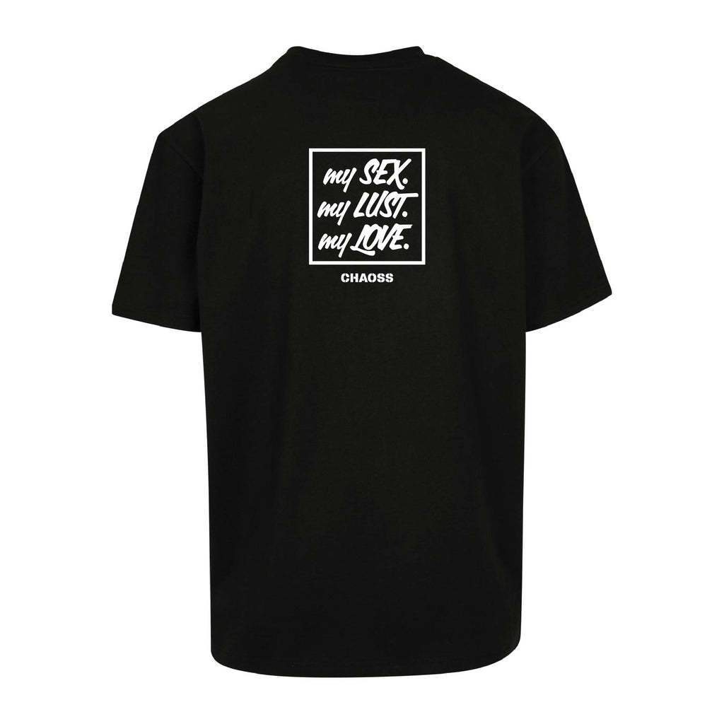 Schwarzes T-Shirt My Sex von Chaoss mit großem Backprint, Rückansicht