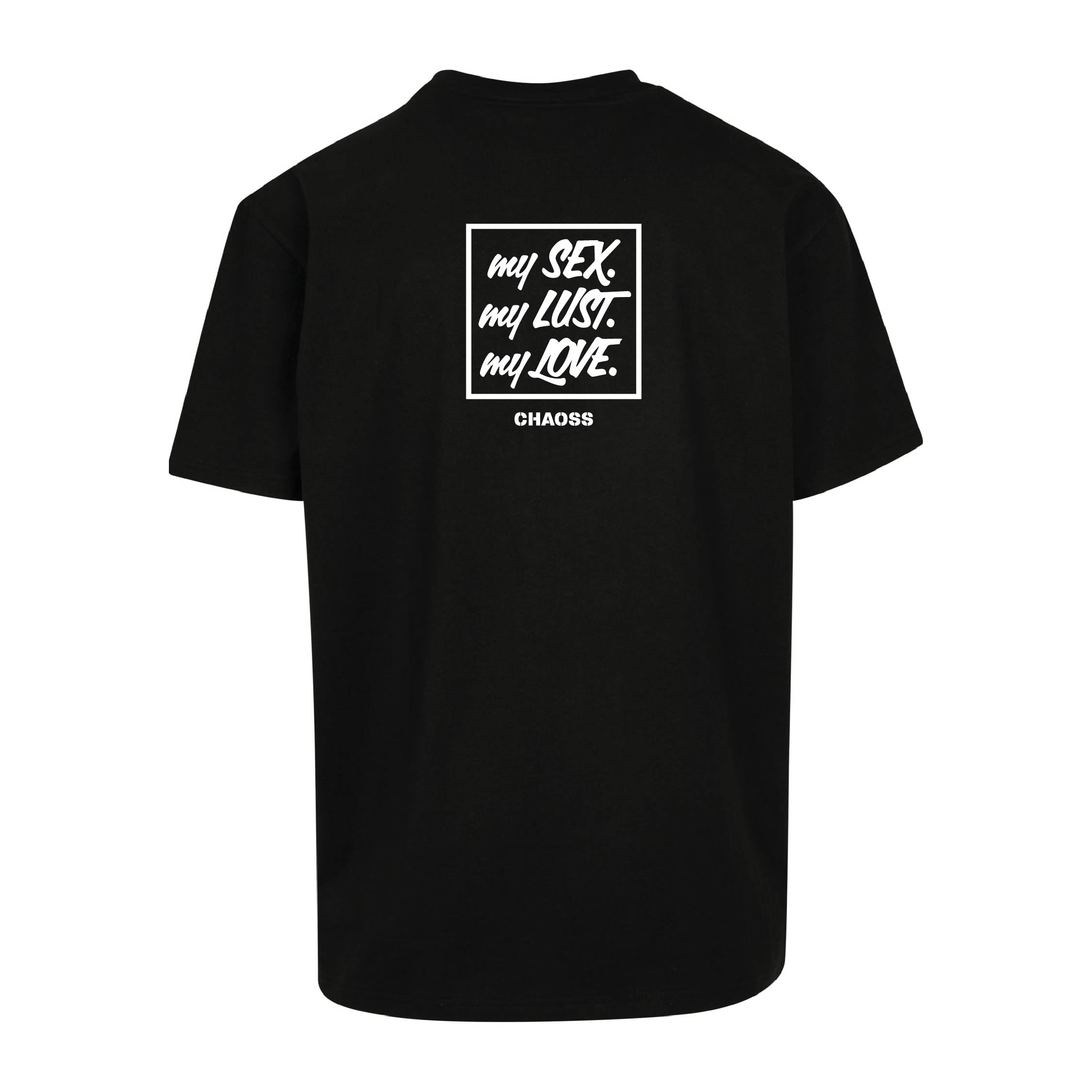 Schwarzes T-Shirt My Sex von Chaoss mit großem Backprint, Rückansicht