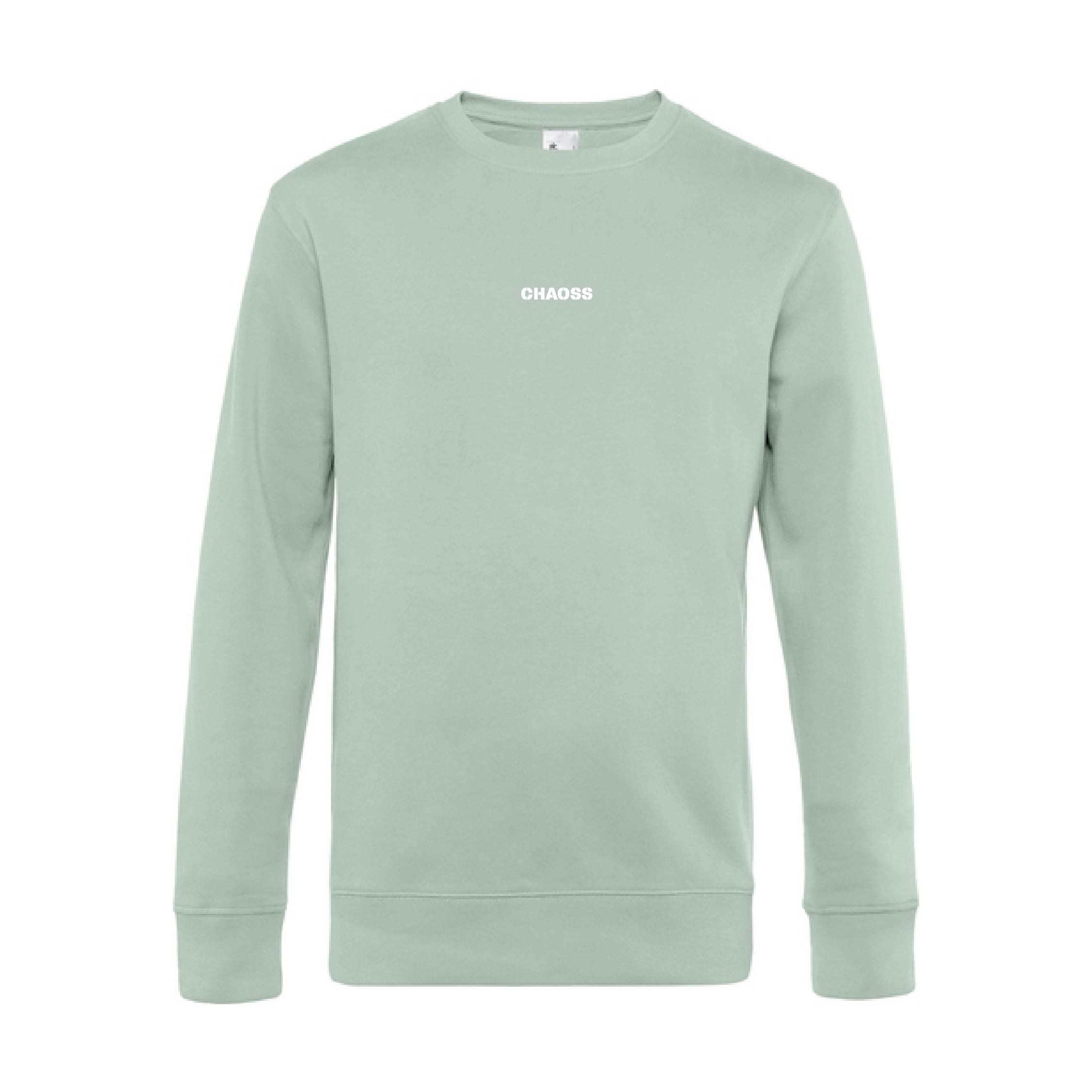 Pullover Original Individual & Equal in sage grün, Frontansicht mit kleinem Chaoss-Schriftzug