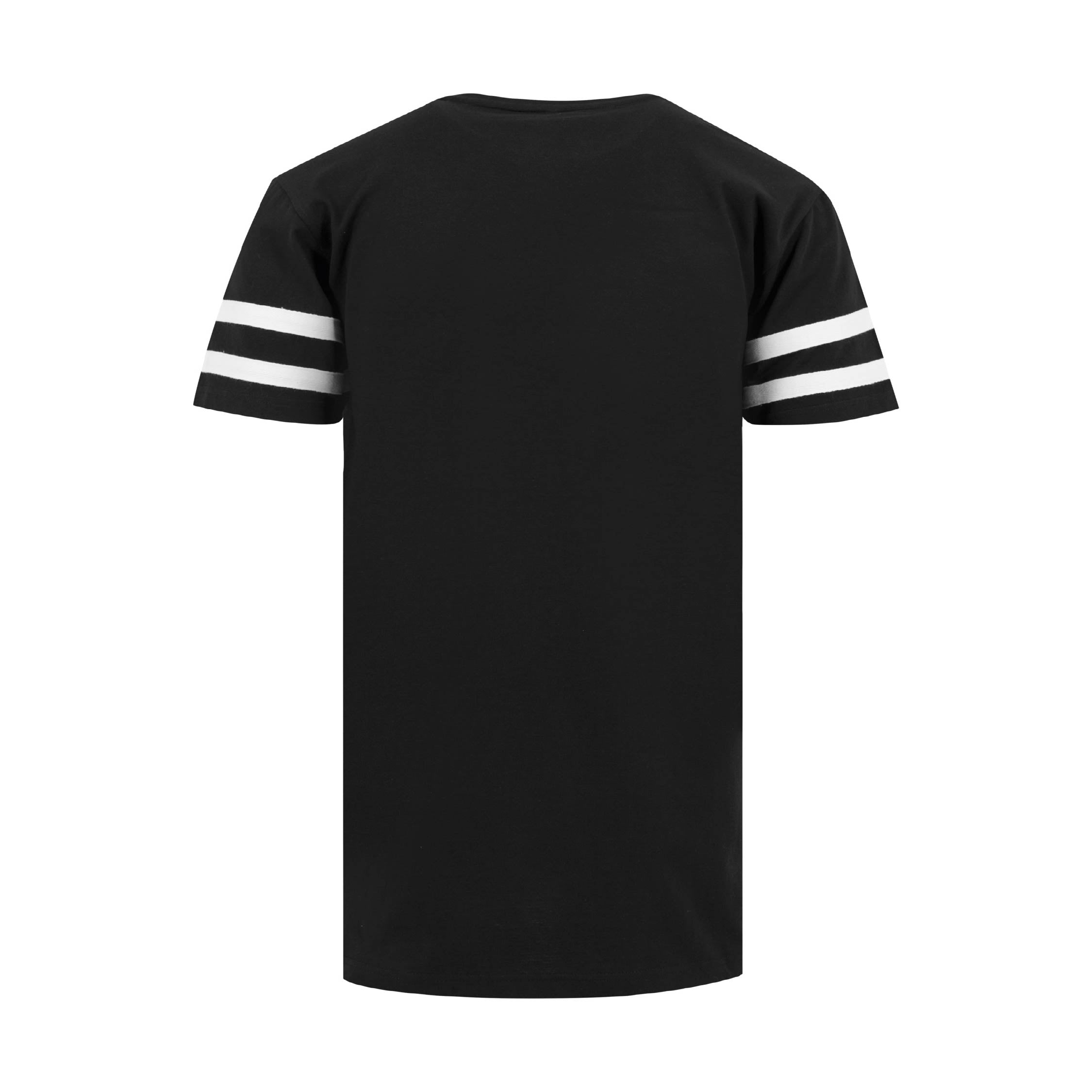 Schwarzes T-Shirt no permission needed, Rückansicht im Collegestil