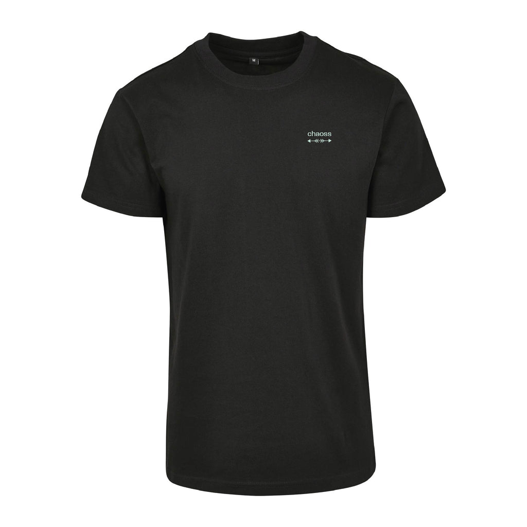 Schwarzes T-Shirt Call, Frontansicht mit kleinem Chaoss-Schriftzug