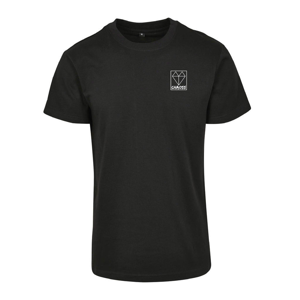 Schwarzes T-Shirt Heart von Chaoss, Frontansicht mit Herz-Print