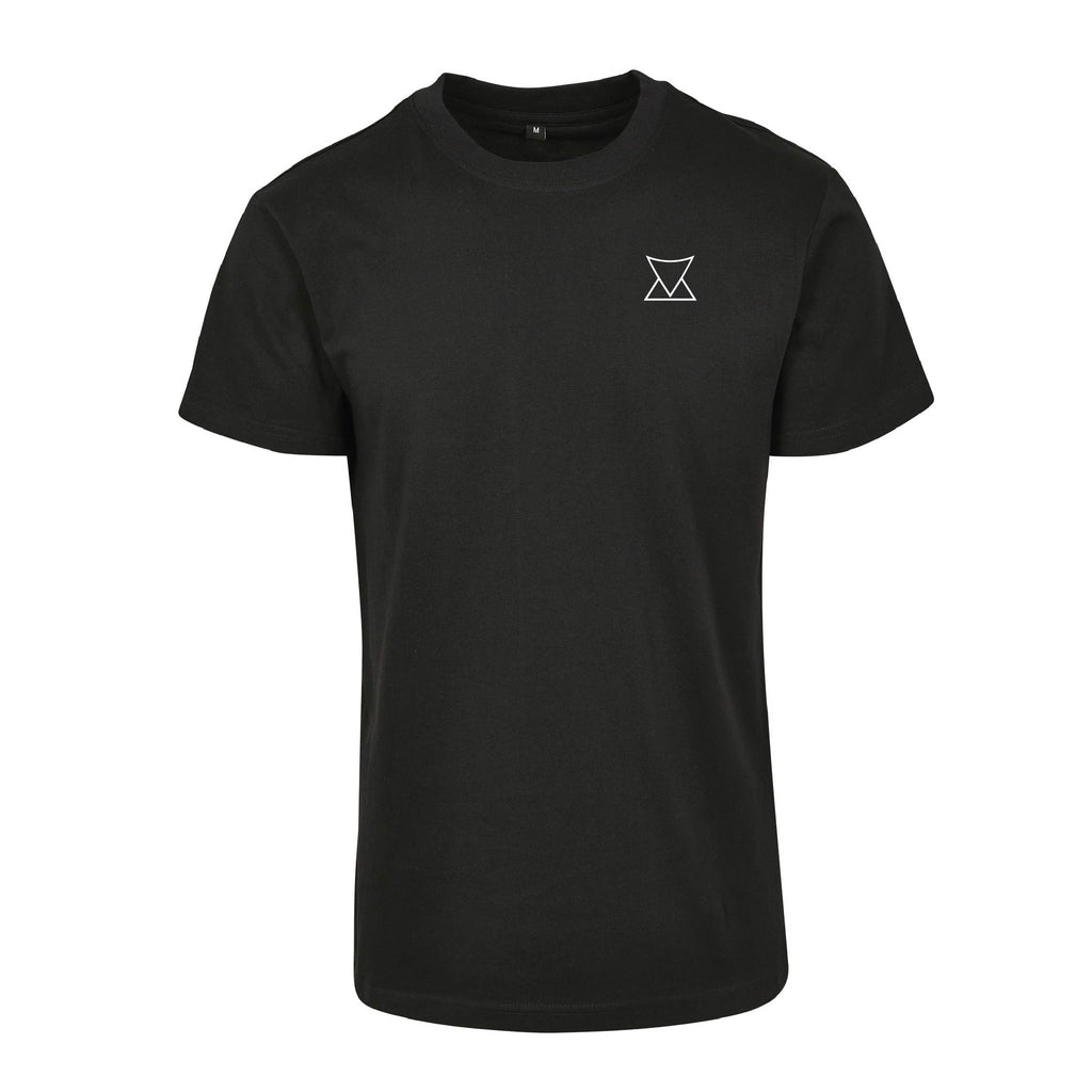 Schwarzes T-Shirt „We Write The Story" von Chaoss, Frontansicht mit kleinem Torro