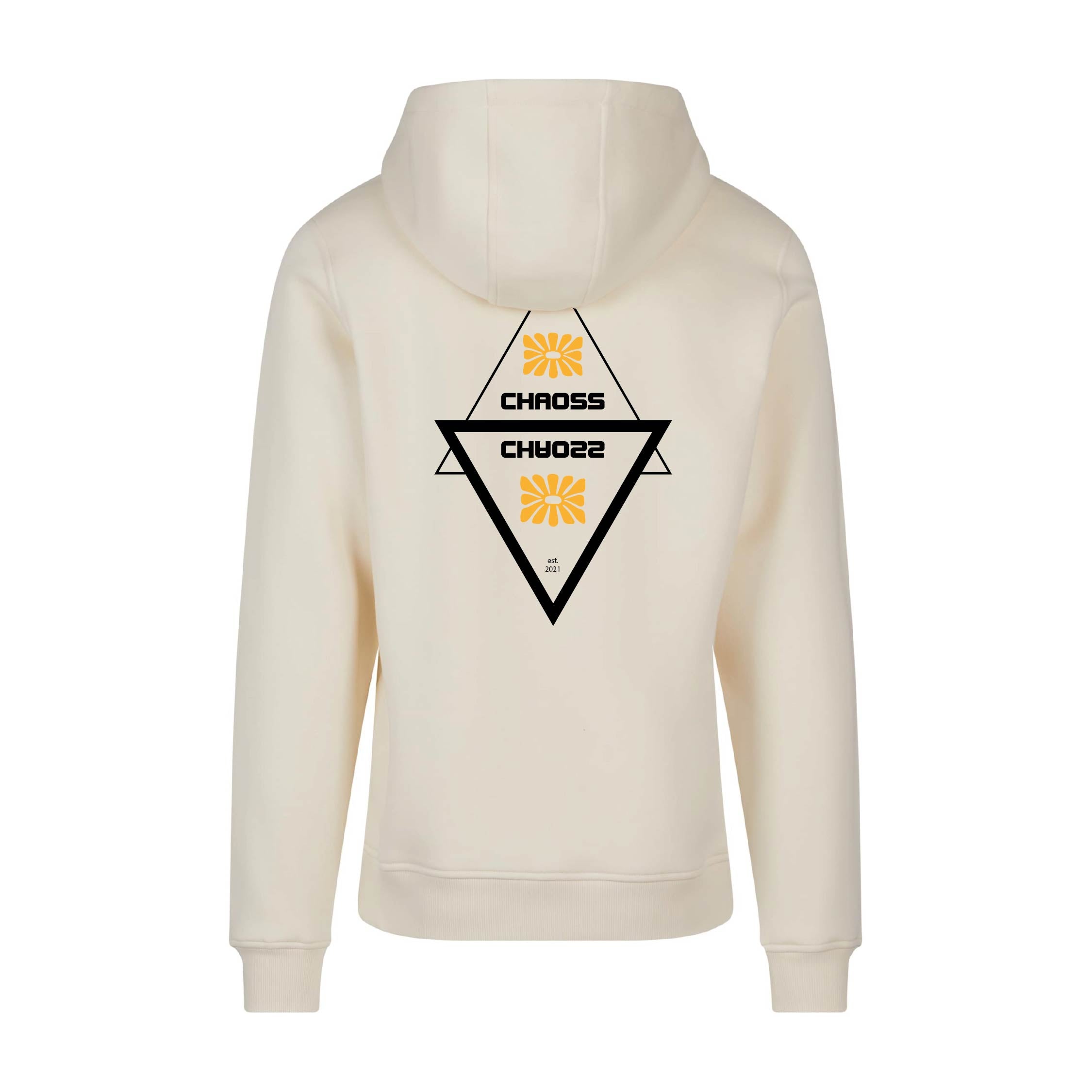 Hoodie Original Flower, Rückansicht mit großem geometrischen Blumen-Print