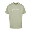 Olivefarbenes oversized T-Shirt Original Embrace Yourself von Chaoss, Frontansicht mit Statement-Print