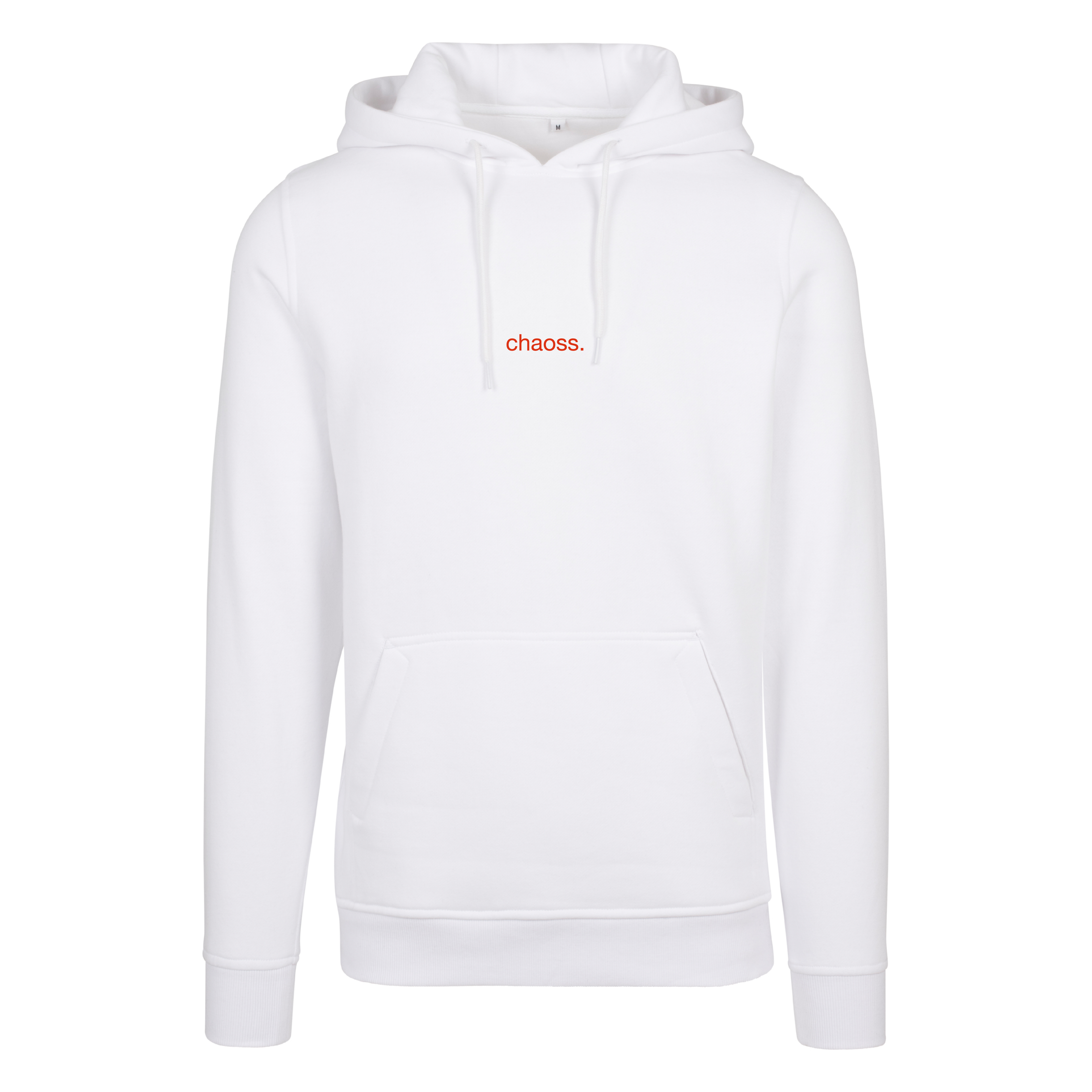 Weißer Hoodie Reach for the Stars von Chaoss, Frontansicht mit kleinem Chaoss Schriftzug