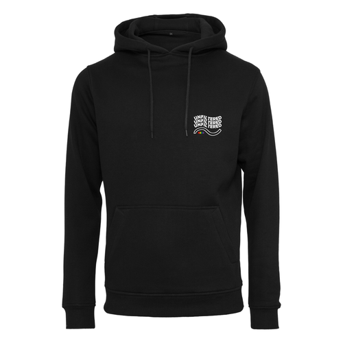 Hoodie unfiltered, Frontansicht mit kleinem Statement-Print auf der Brust
