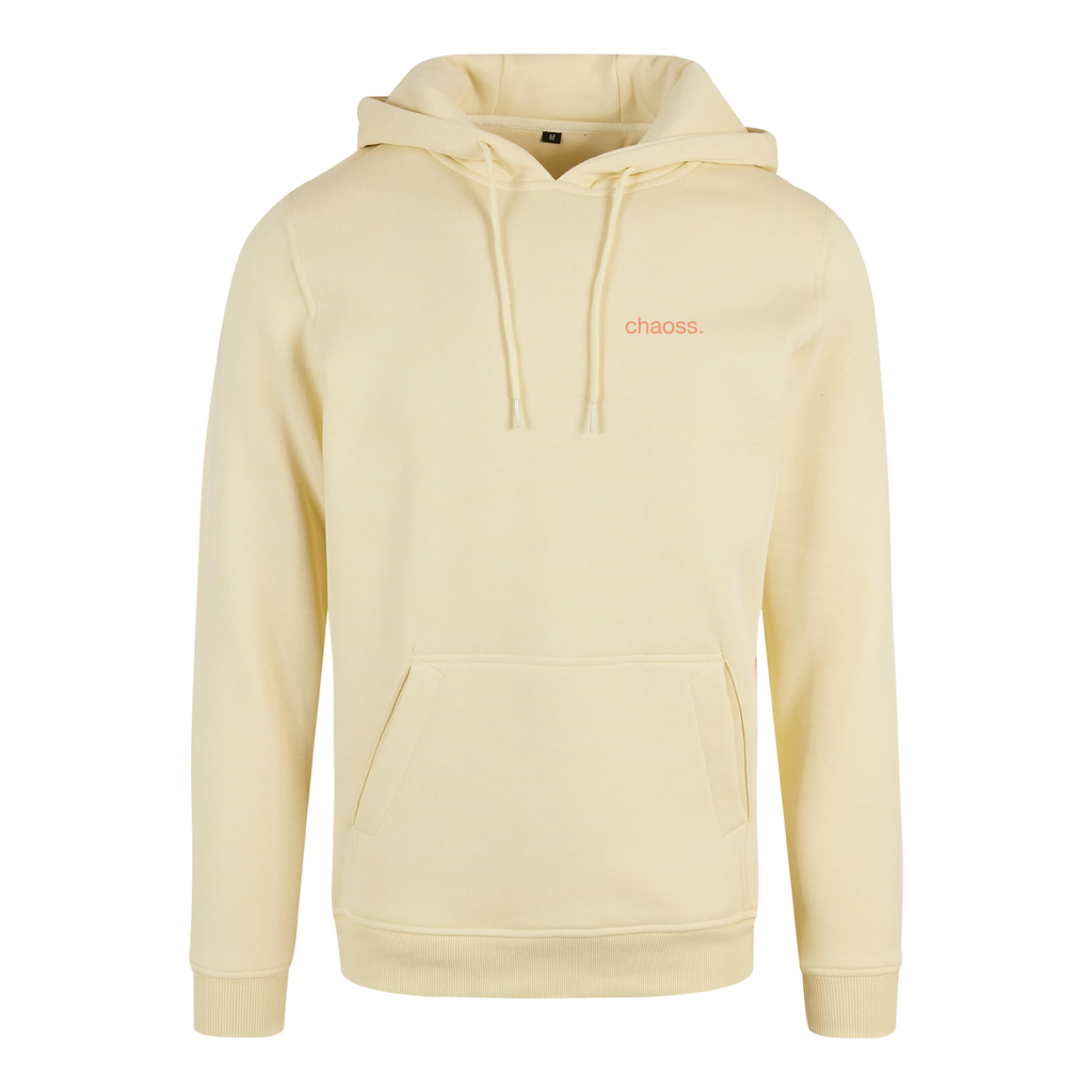 Gelber Hoodie Outboxed von Chaoss, Frontansicht mit Chaoss Schriftzug